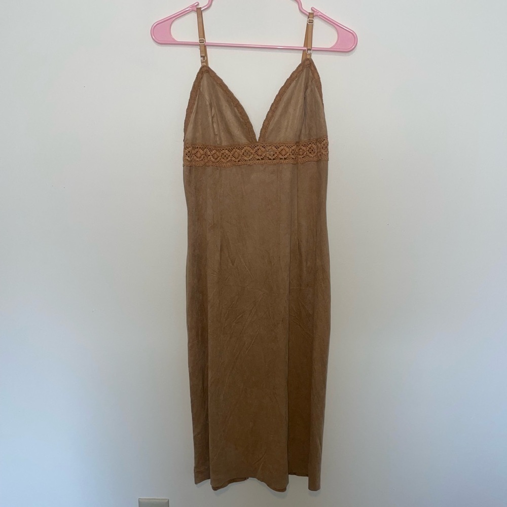 Vintage KLd Tan Midi Dress Size Medium